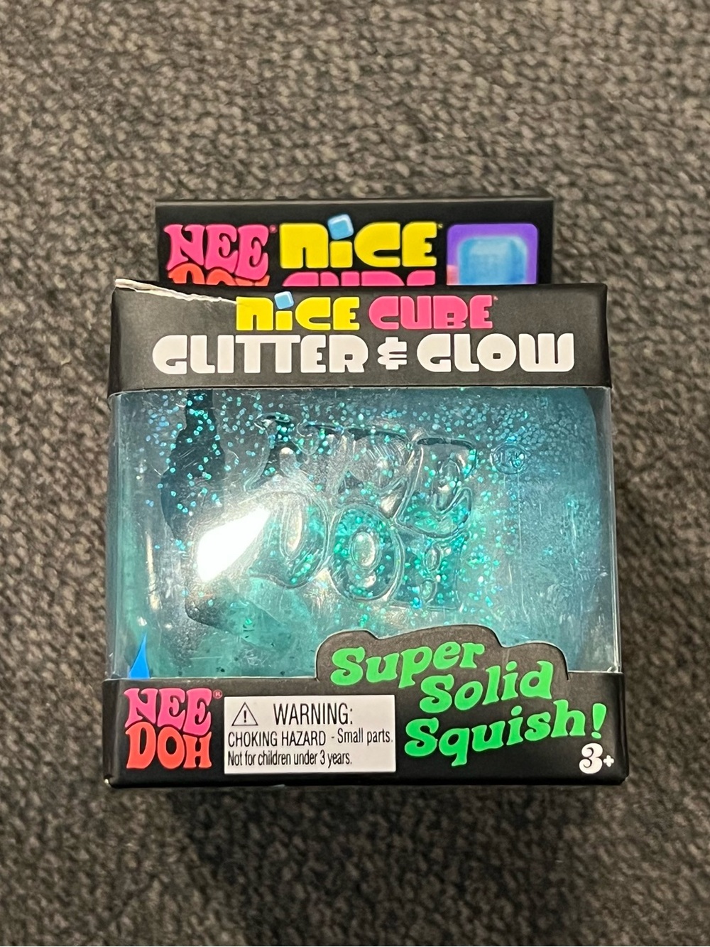 NEEDOH Nice Cube Glitter & Glow Super Solid Squish - BLUE GLITTER